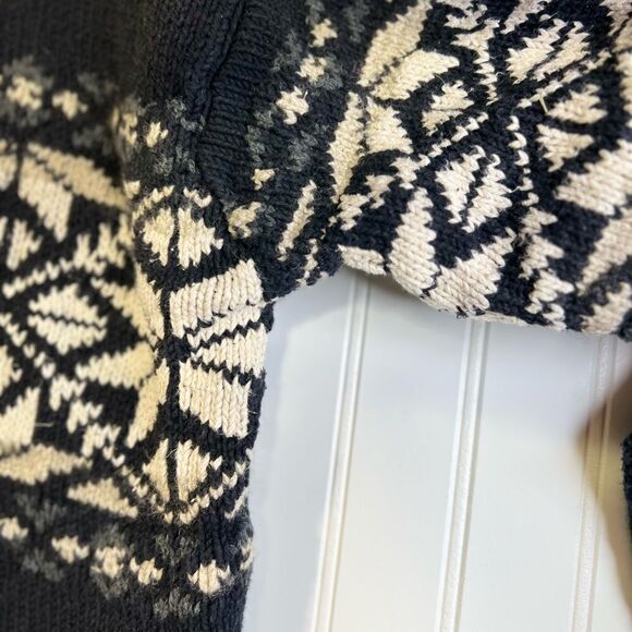 Vintage Ralph Lauren Sportsman Fair Isle Snowflake Sweater M Wool linen blue - Picture 14 of 15